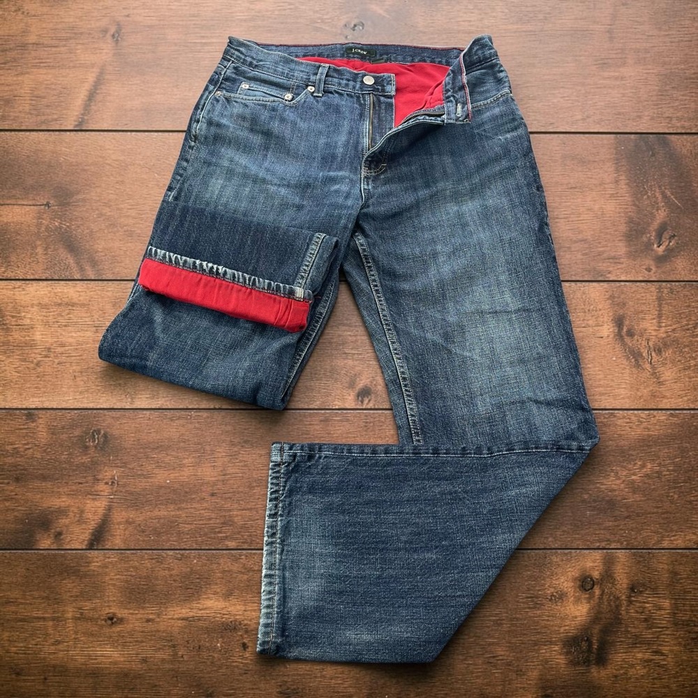 Vintage Y2K J.Crew Mens 33x32 Flannel Lined Jeans Blue Straight Leg